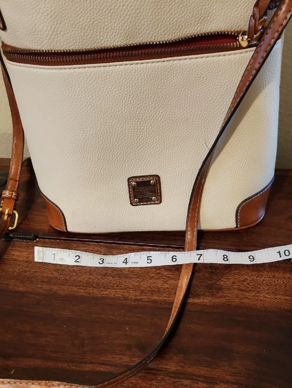 Dooney & Bourke Cream and Brown Leather-Trim Crossbody